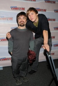 Peter Dinklage (Trumpkin) and William Moseley (Peter Pevensie)