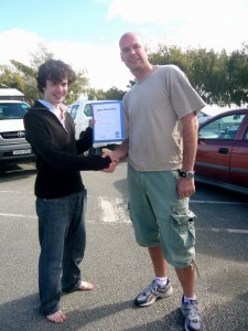 Skandar Keynes receiving his PADI certificate!