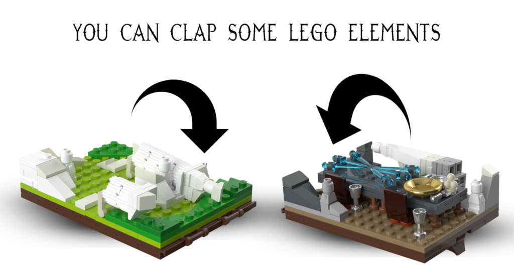 LEGO Elements will collapse and fold down so each diorama will fit into the LEGO Wardrobe