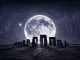 Stonehenge under a Starry Sky with a Silver Moon