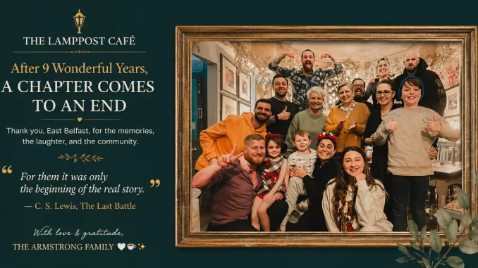 The Lamppost Cafe farewell graphic announcing the Armstrong family chapter is ending after nine wonderful years